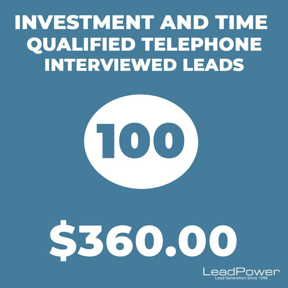 Investment And Time Qualified Telephone Interviewed Leads 100 - Leadpower